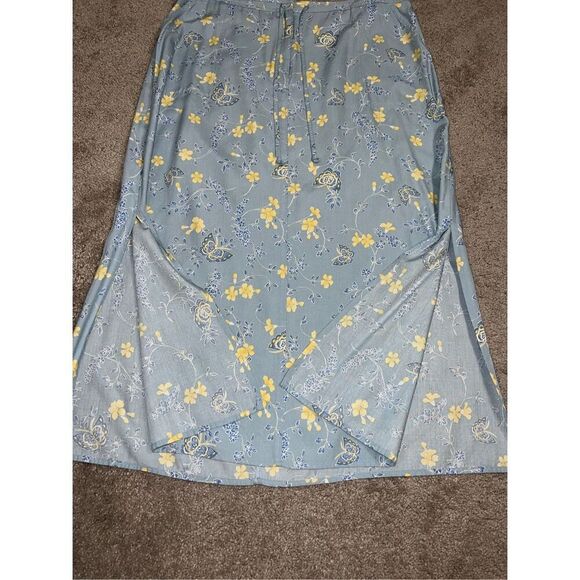Women’s Cottage Flowers & Butterflies Blue/yellow Maxi Skirt 16P - Picture 9 of 9